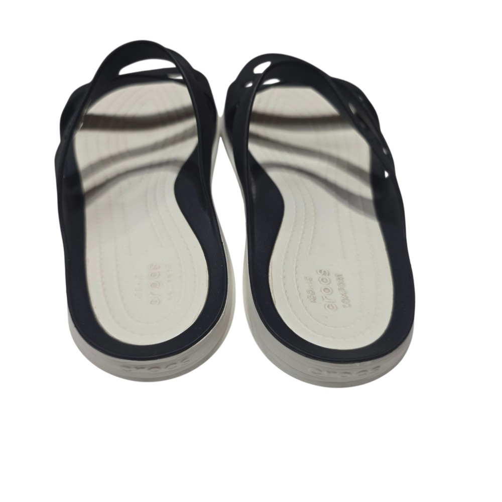 Crocs Swiftwater Sandal Womens 9 Black White Strappy Comfort Slip On - Picture 5 of 10
